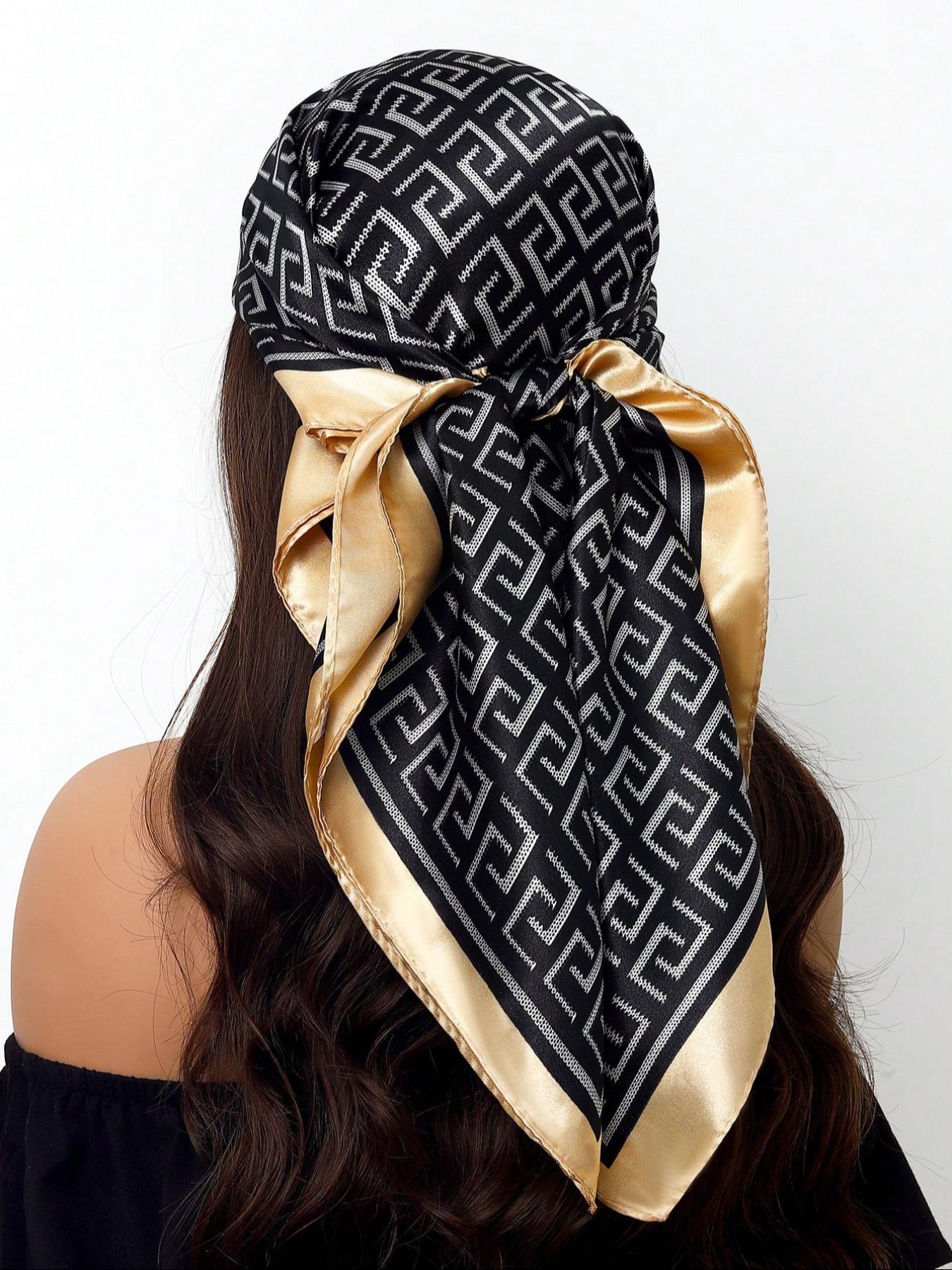 Fashionable Printed Square Scarf for Women, Versatile Bandana for Daily Wear & Sun Protection, Stylish Accessory for All Seasons, Fashion Hair Scarves