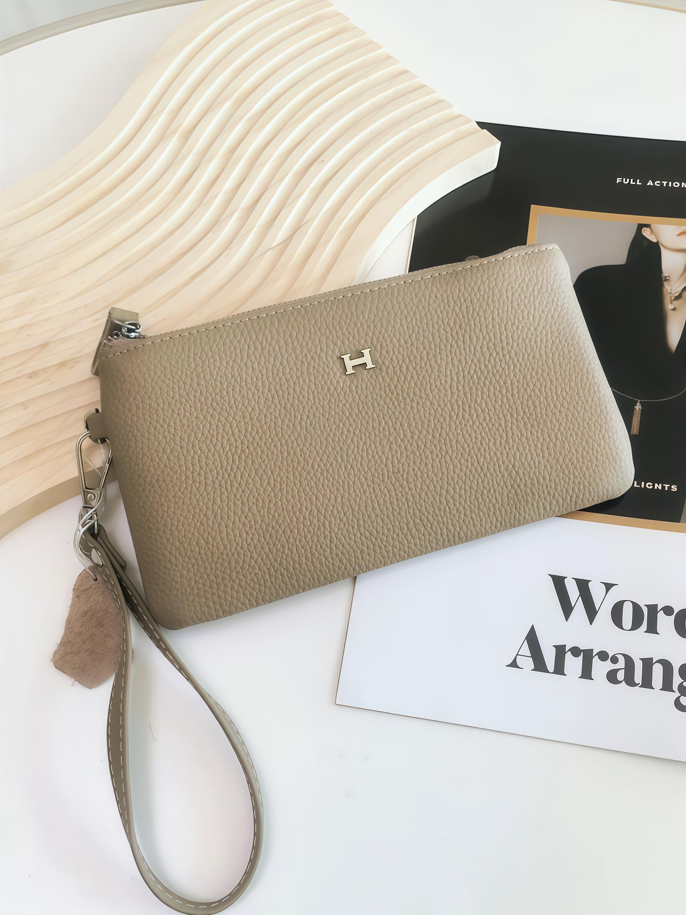 Women's Leather Handbag, Small Luxury Clutch Bag, Elegant Phone Holder Purse, New High-End Storage Design, Stylish Grip Handle