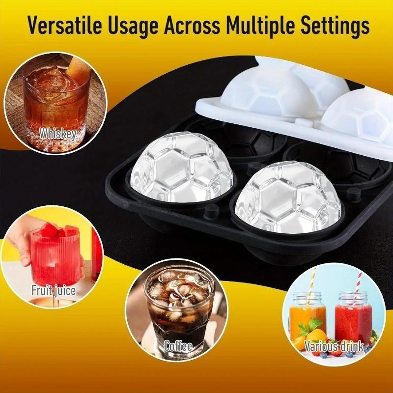 New Fun Football Shape Ice Cube Mold, Summer Ice Tray, Cocktail Ice Cubes, Whiskey Party Drink Large Ball Ice Mold, Perfect Gift for Soccer Fans