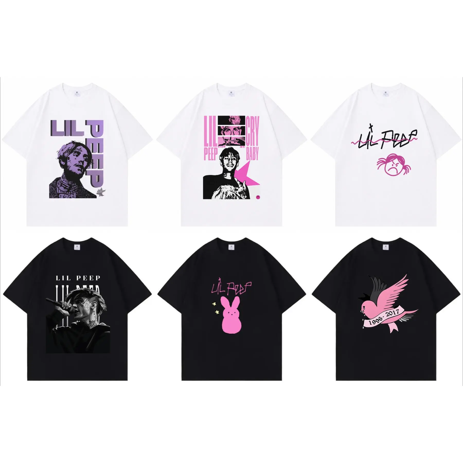 Pink Y2K Style Lil Peep Classic Pattern Casual Pure Cotton Tshirt,Unisex Fashion Tops,Oversized Streetwear Summer Tee,Vacation Outfit,Best Holiday Gift for Fans Halloween Fashion INS Tattoo
