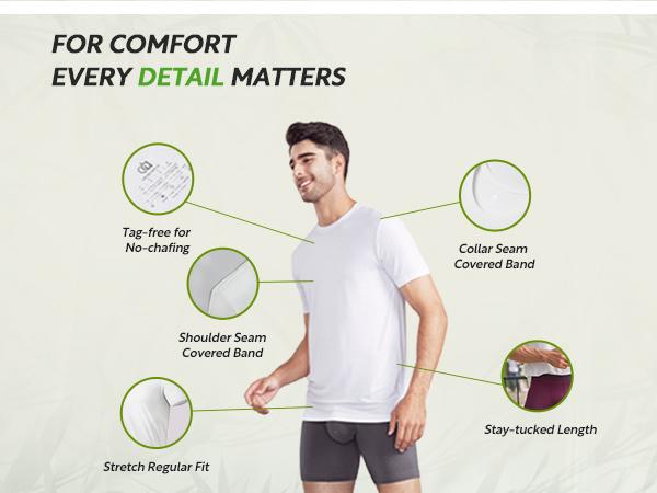 DAVID ARCHY Men's Undershirt Bamboo Rayon Moisture-Wicking T-Shirts Stretch Crewneck Tees for Men, 3 Pack , Gift Sets for Boyfriend Breathable Soft