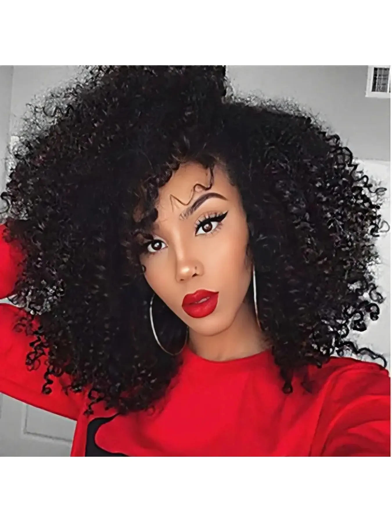 African Women Medium Length Screw Curly Wig Middle Part Fluffy Small Coily Synthetic Spring Twist Full Wig Daily Wear
