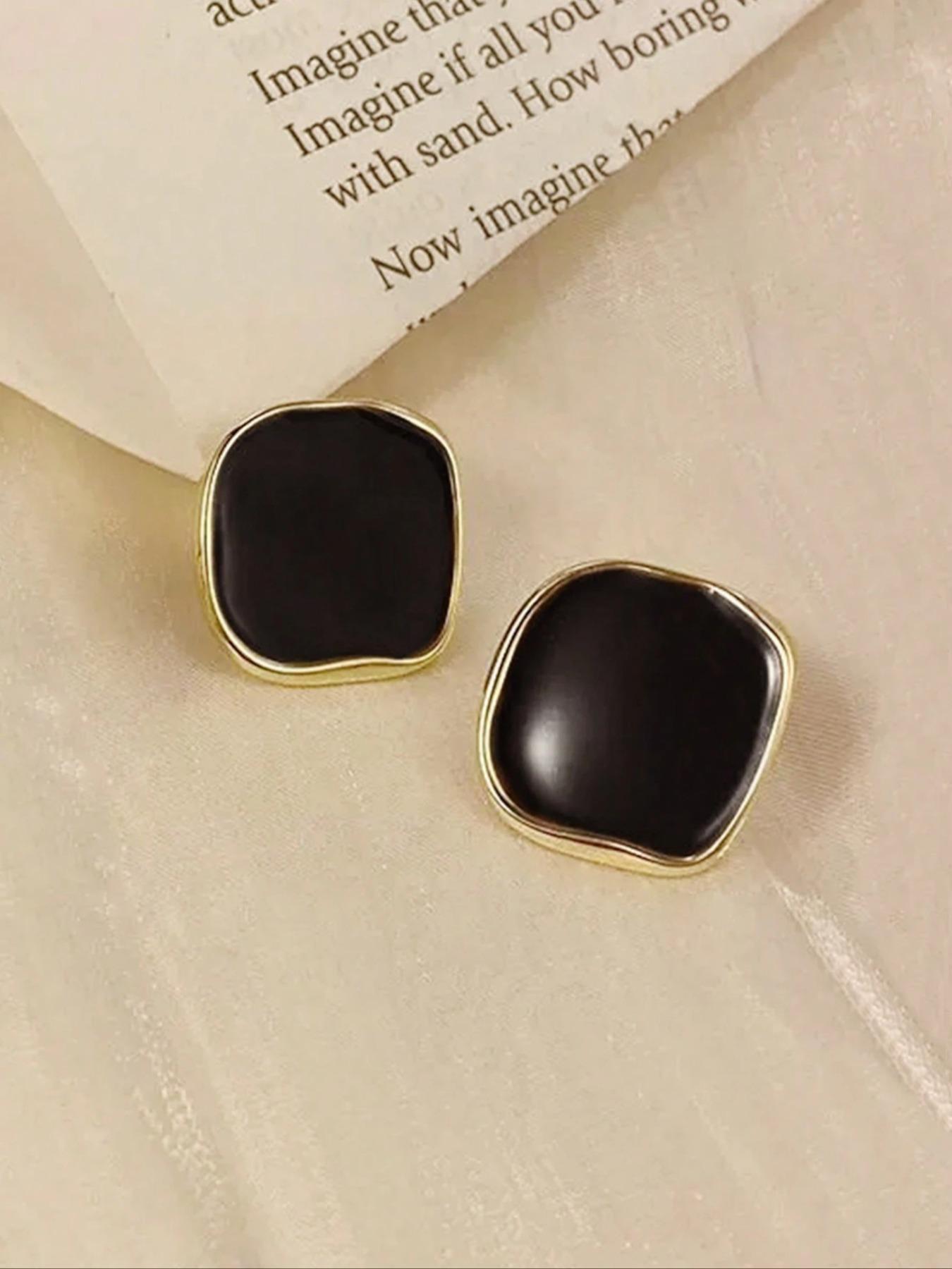 Metallic Square Drip Earrings, Bold Statement Jewelry, Perfect for Daily Wear, Unique Fashion Accessory, Trendy Ear Cuffs