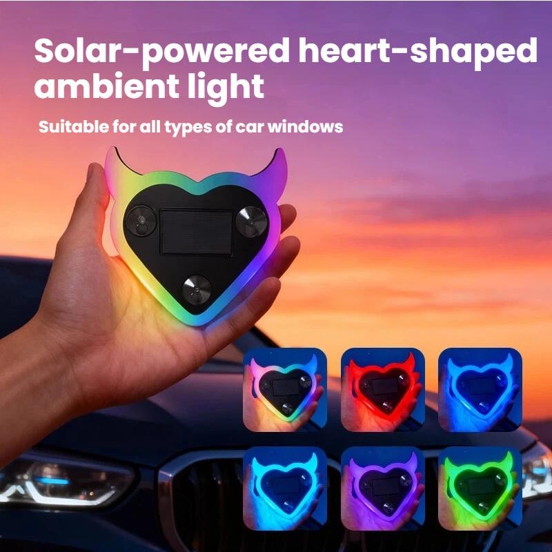 Solar RGB Car LED Window Lights, Led For Car, Romantic Heart-Shaped Neon Decorative Ambient Lighting with USB Power, Interior Led Vehicle Car Light Embellishments, Car Accessories #GLOBAL PICKS