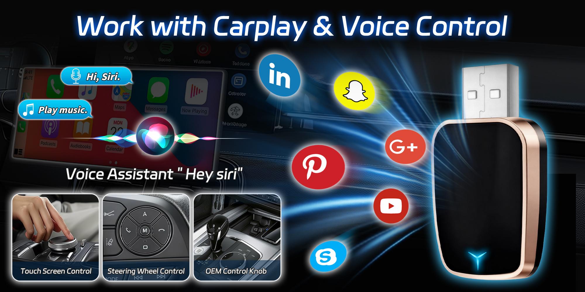 2026 New Wireless CarPlay Adapter for iPhone/Android, Wired to Wireless, Plug and Play,2 in 1 Wireless CarPlay Charger Adapter,Fast Connection,No Delay,5.0 Bluetooth Hands Free Calling,CarPlay Dongle,Car Electronics Accessories, Phone Charging Accessories