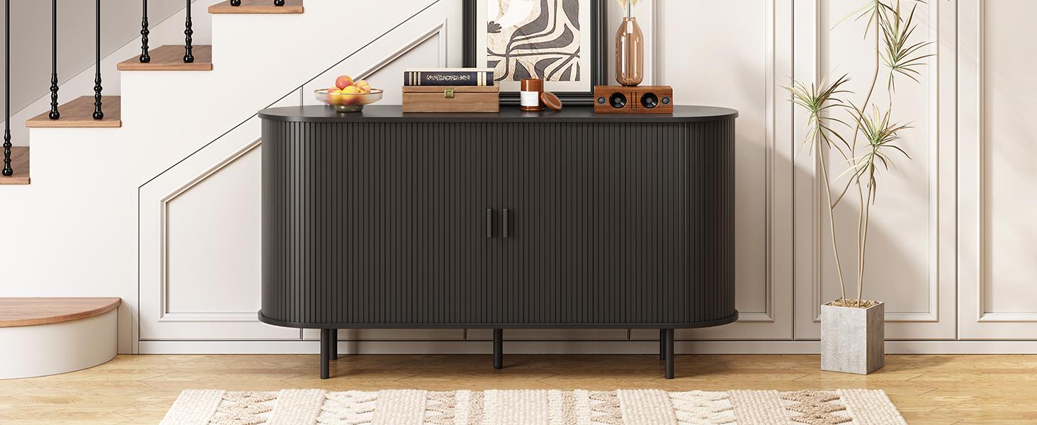 【SPOTLIGHT DAY】ONBRILL 40/55'' Fluted Sideboard Storage Cabinet With Doors And Shelves - Credenza Storage Cabinet For Office, Bedroom Storage Cabinet, Hallway Storage Cabinet, Console Storage Cabinet