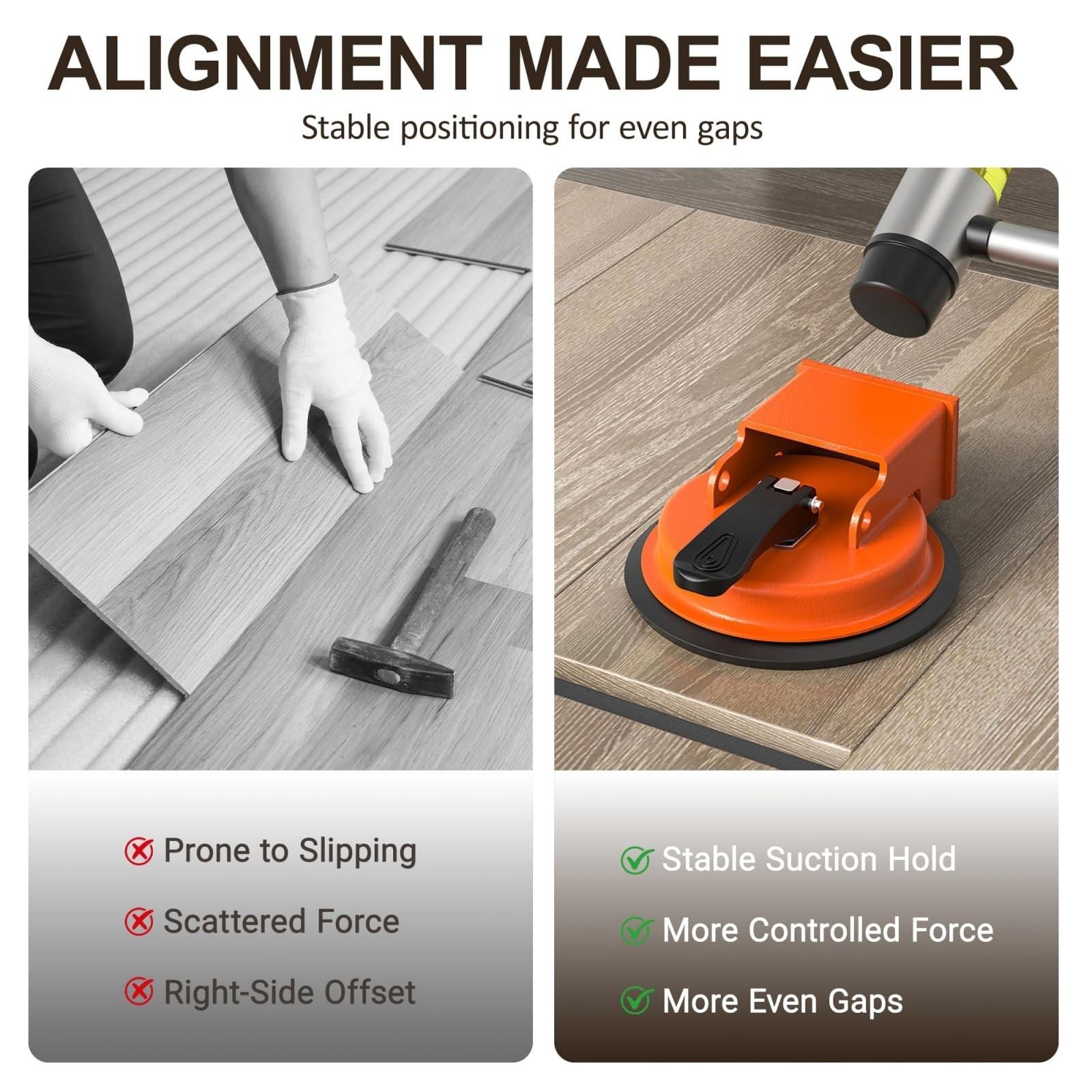 Floor Gap Repair Tool, Enhanced Vacuum Suction, Adjustable Height, Carbon Steel & Rubber Pad, for Laminate Vinyl Flooring
