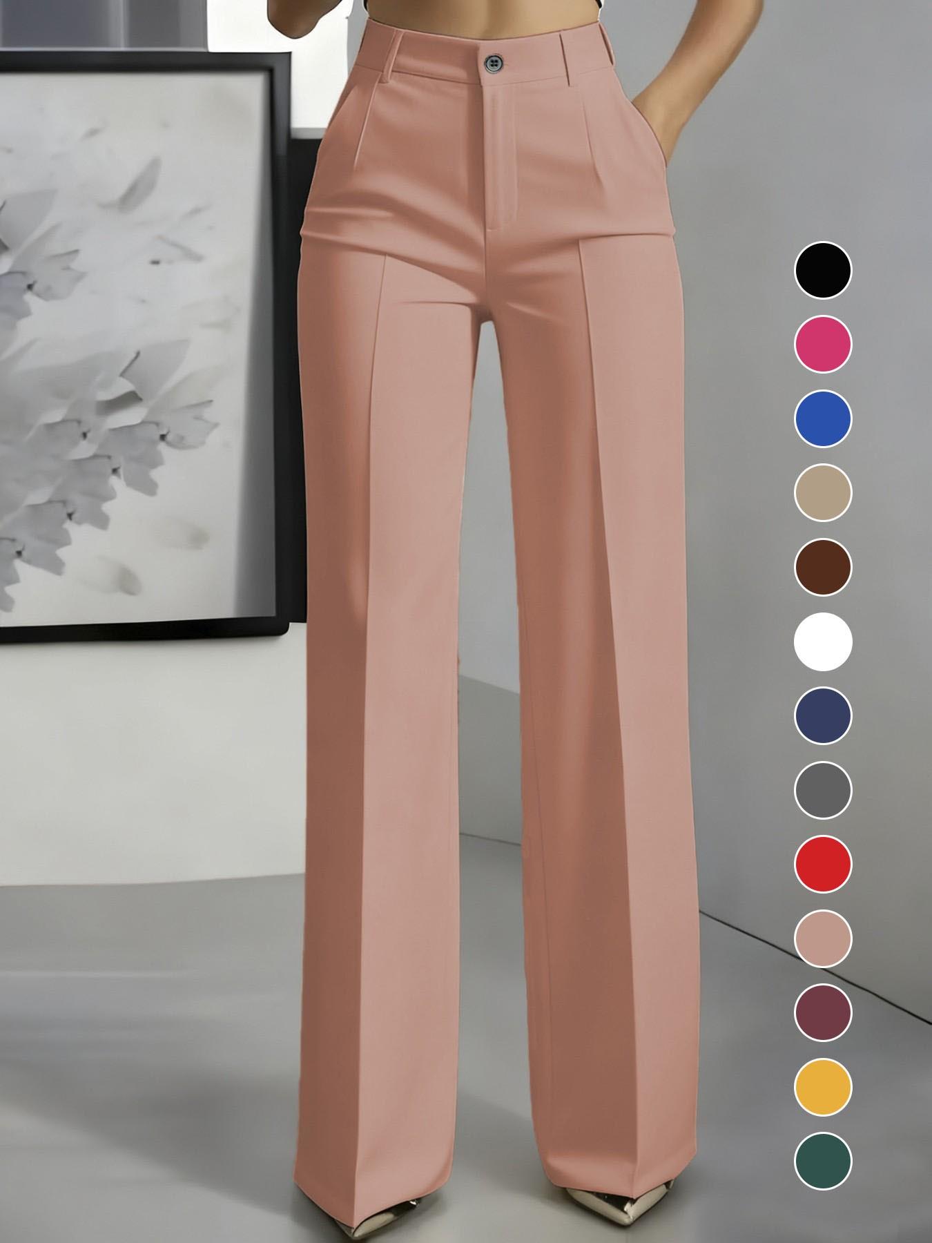 Women's New High Waist Drape Straight Leg Simple Suit Pants, Chic Elegant Business Casual Wear, Office Wear, Comfortable and Stylish Design