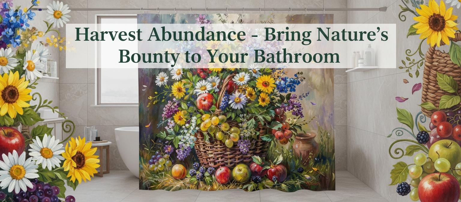 Vintage Oil Painting Style Flower Basket Bath Curtain, European Classical Artistic Bathroom Decor, Soft Polyester Material, Home Hotel Use