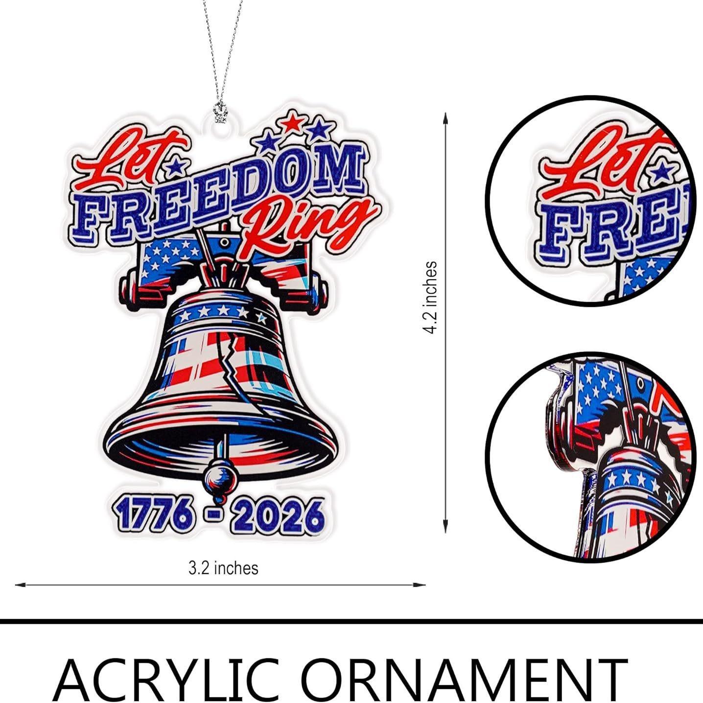 United States 250th Anniversary Ornament, 2D Acrylic Usa Hanging, Patriotic American Flag Decor, Gift for Us Citizens, Collector's Item