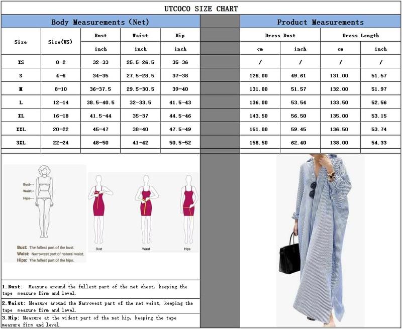 utcoco women's spring and autumn striped long-sleeved dress casual loose cotton shirt dress Maxi Button teacher outfits