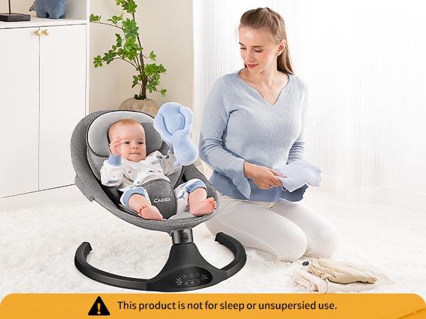 LAREX Baby Swing for Infants | Electric Bouncer for Babies,Portable Swing for Baby Boy Girl,Remote Control Indoor Baby Rocker with 5 Sway Speeds,1 Seat Positions,10 Music and Bluetooth (Black)