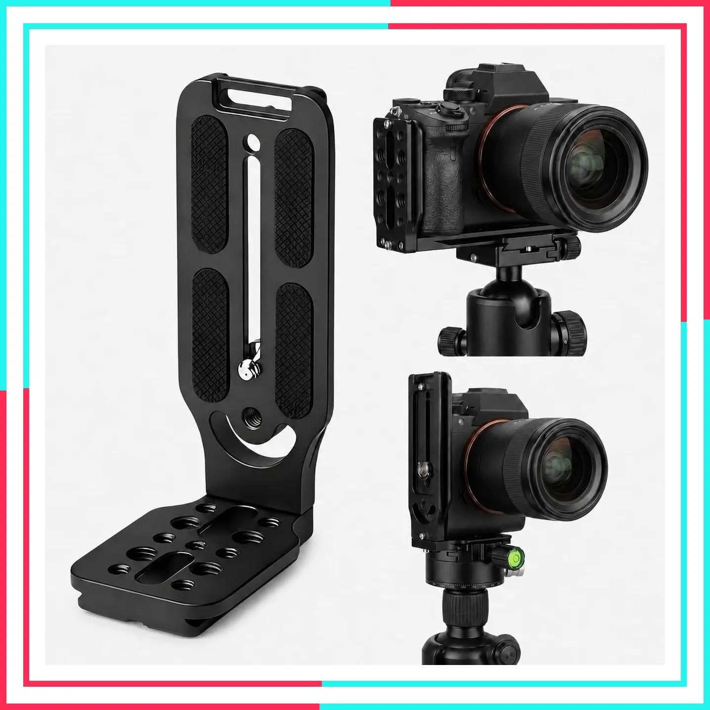 DSLR Camera L-Bracket, Vertical & Horizontal Switching Quick Release Plate, Compatible with Canon Nikon Sony DJI Osmo Ronin Zhiyun Stabilizer, Tripod & Monopod