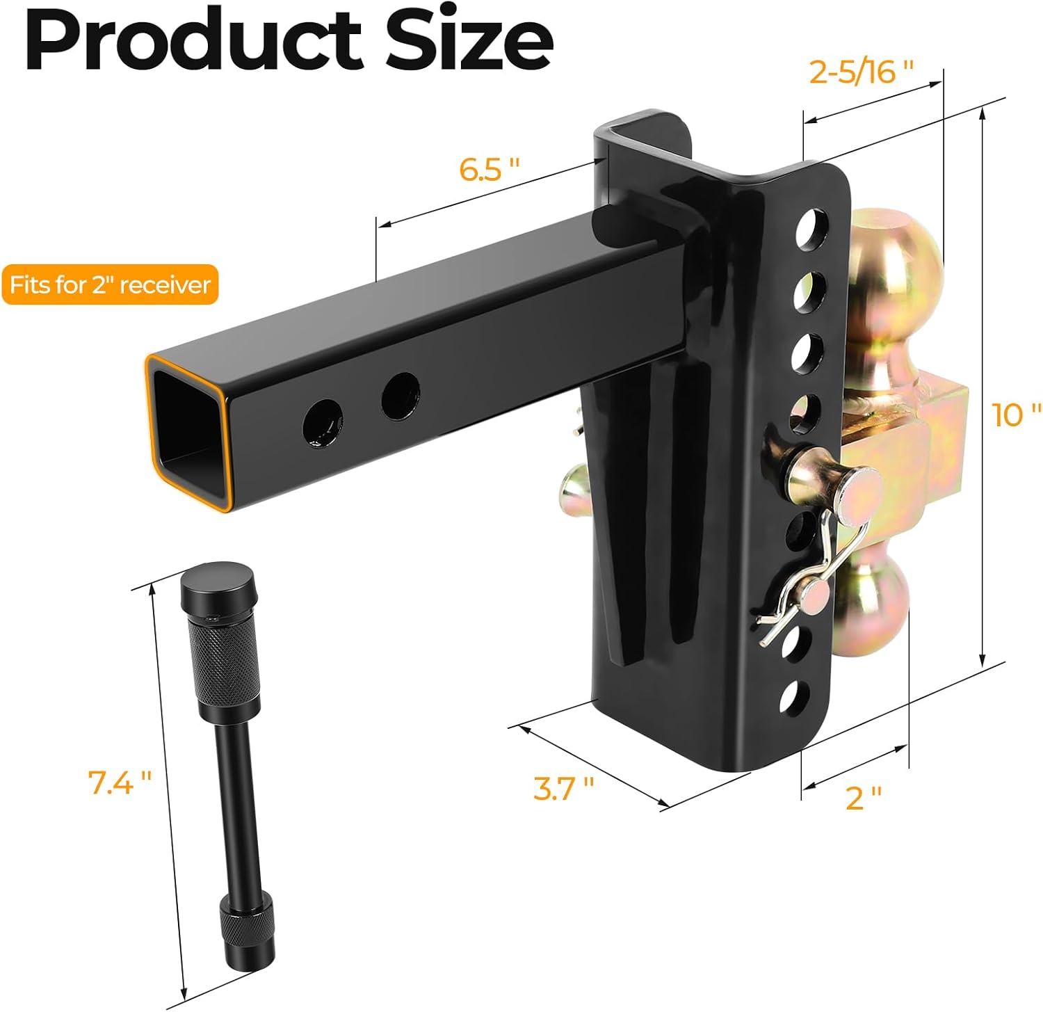 Adjustable Trailer Hitch Ball,Heavy Duty Towing Hitch,8 Inch Drop/Rise Mount Fit 2 Inch Receiver, 2" and 2-5/16" Dual Ball,Include 2 Anti-Theft Locks pin Lockable tow Boating Accessories Boat Fenders for jeep car truck Adjustable Trailer Hitch Ball,Heavy Duty Towing Hitch,8 Inch Drop/Rise Mount Fit 2 Inch Receiver, 2" and 2-5/16" Dual Ball,Include 2 Anti-Theft Locks pin Lockable tow Boating Accessories Boat Fenders for jeep car truck