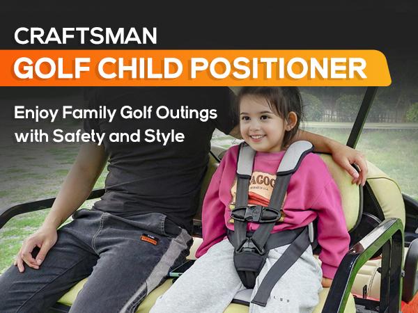 Craftsman Golf Child Positioner for Golf Carts, 5 Point Harness to Keep Kids Secure in Golf Cart, Universal Fit for Most Golf Carts