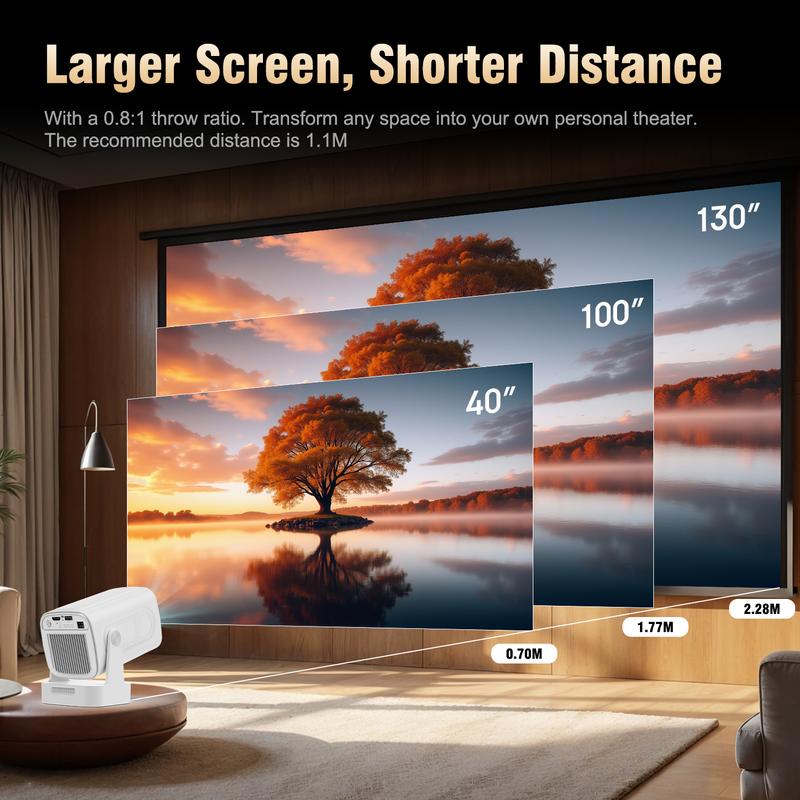 [US warehouse] Magcubic HY310 Auto Focus Projector 330ANSI 4K Videosource Supported Native 1080P BT5.4 Android 11 WIFI6 60Hz Reflash Allwinner H713 180° Flexible Rotating Built-in Speaker Portable Home Cinema 130" Screen Lightweight