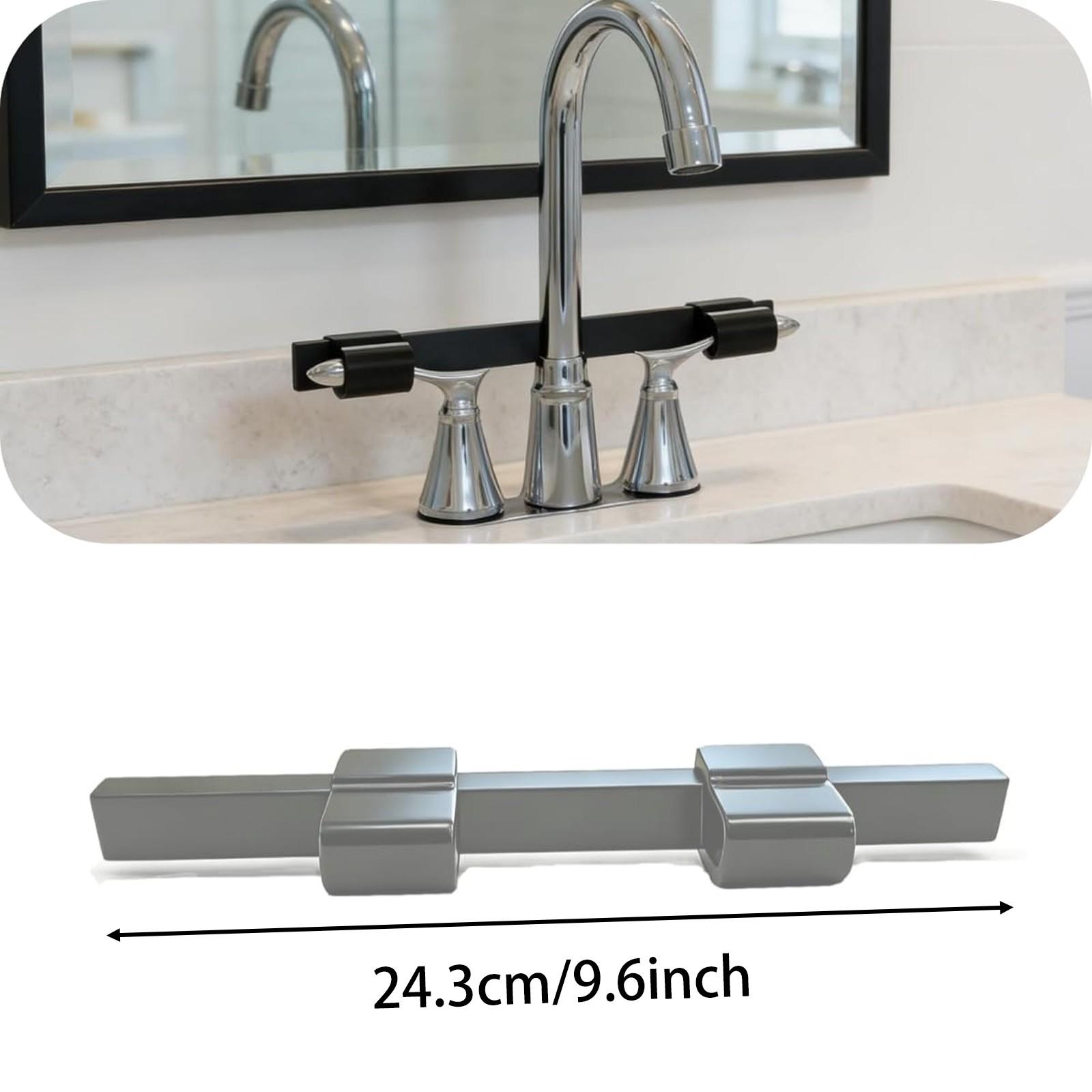 1 PCS Universal Faucet Handle Lock for Double Sinks, Child & Pet Safety Guard with Central Pipe Fixation, Prevents Handle Turning Durable Tap Lock, Quick-Install Sink Faucet Stopper for Kitchen Bathroom