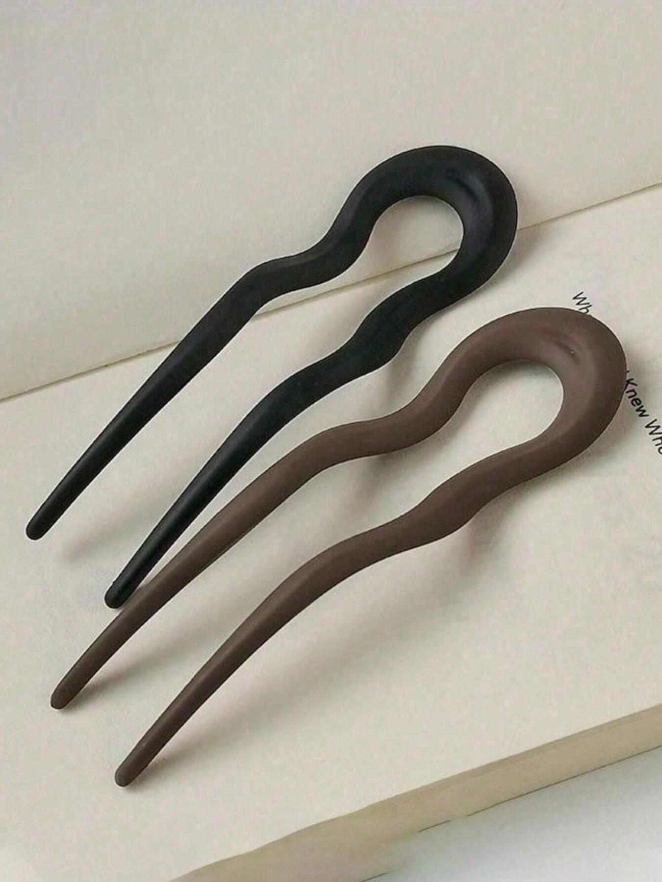 French Twist Spin Hair Forks, U-Shaped Hair Clips, Suitable For Spiral Buns, Tortoiseshell, Fashionable Flexible & Durable Women Hair Accessories