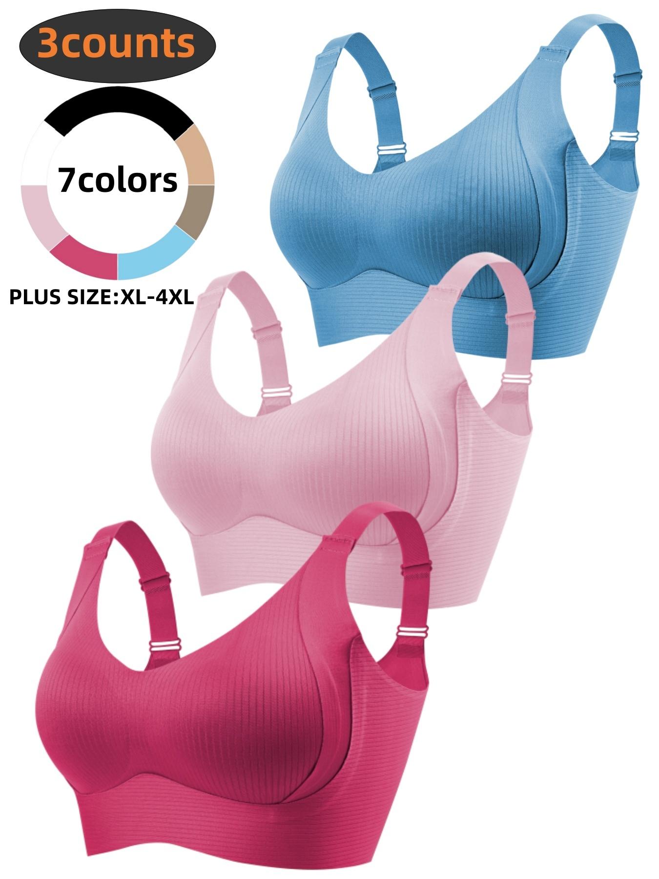 3-Pack Plus Size Comfortable Seamless Bras, Sizes 1XL-4XL, Designed for Women, Wire-Free Push-Up Style, Suitable for Daily Wear, Maximum Comfort Underwear, Wireless Seamless Bra