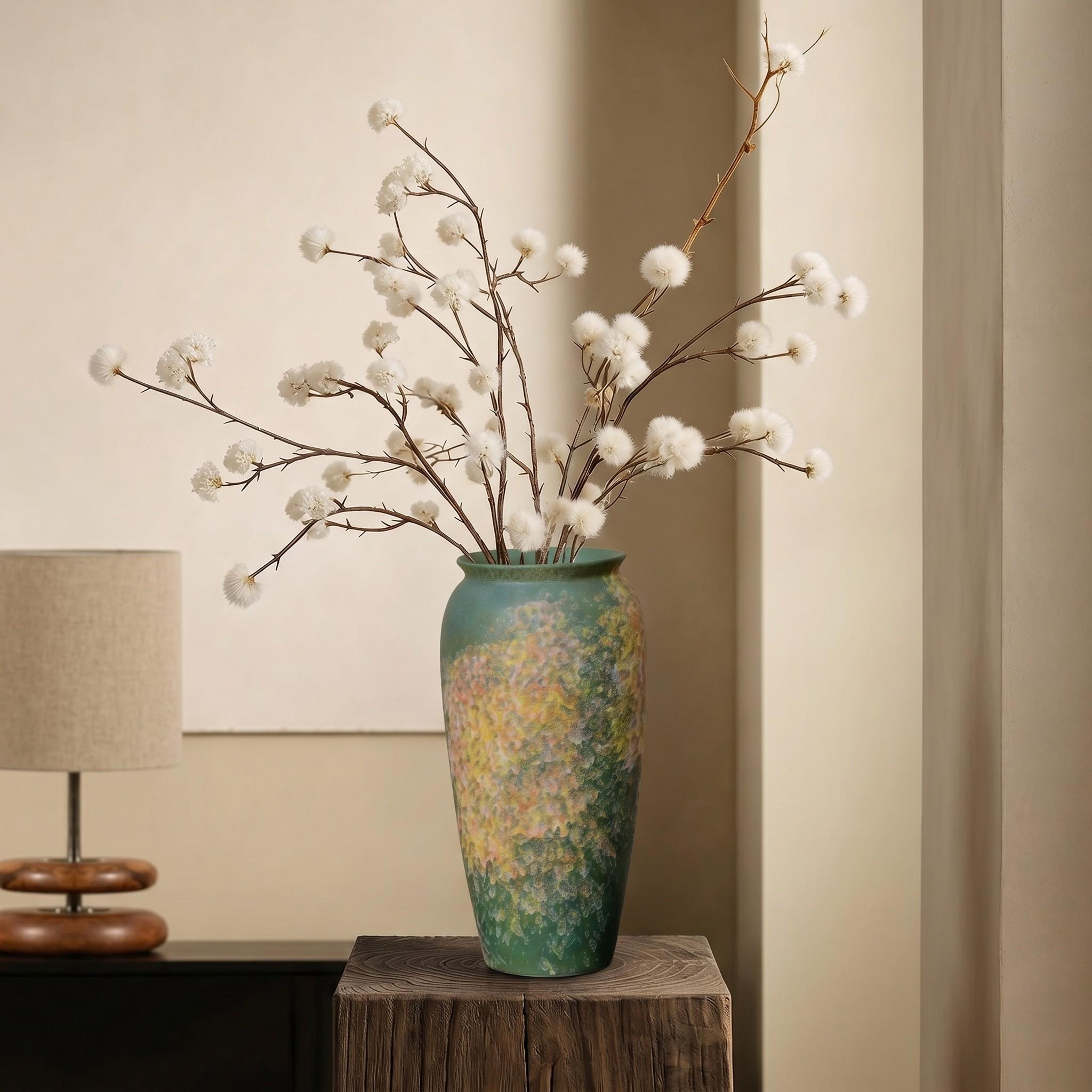 Vintage Ceramic Vase, Worn Gradient Spot Glaze Art Vase, Retro Wabi Sabi Home Decor Dried Flower Vase, Living Room Tabletop Decoration