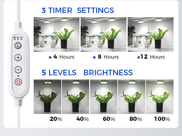 Barrina Orbgrow OG09 Puck Grow Light with Smart Timer & 5 Level Dimmable, 5000K 36W(4 x 9W), Full Spectrum, Magnetic & Linkable, 4 Packs