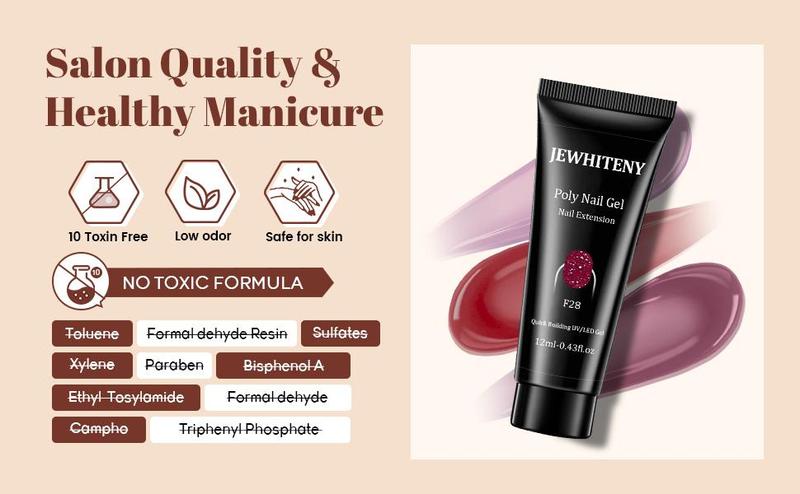 Jewhiteny DIY Nail Salon Kit with UV Light Complete Poly Gel Extension Set for Beginners 14 Colors Long Lasting Manicure Tools Perfect Gift for Women