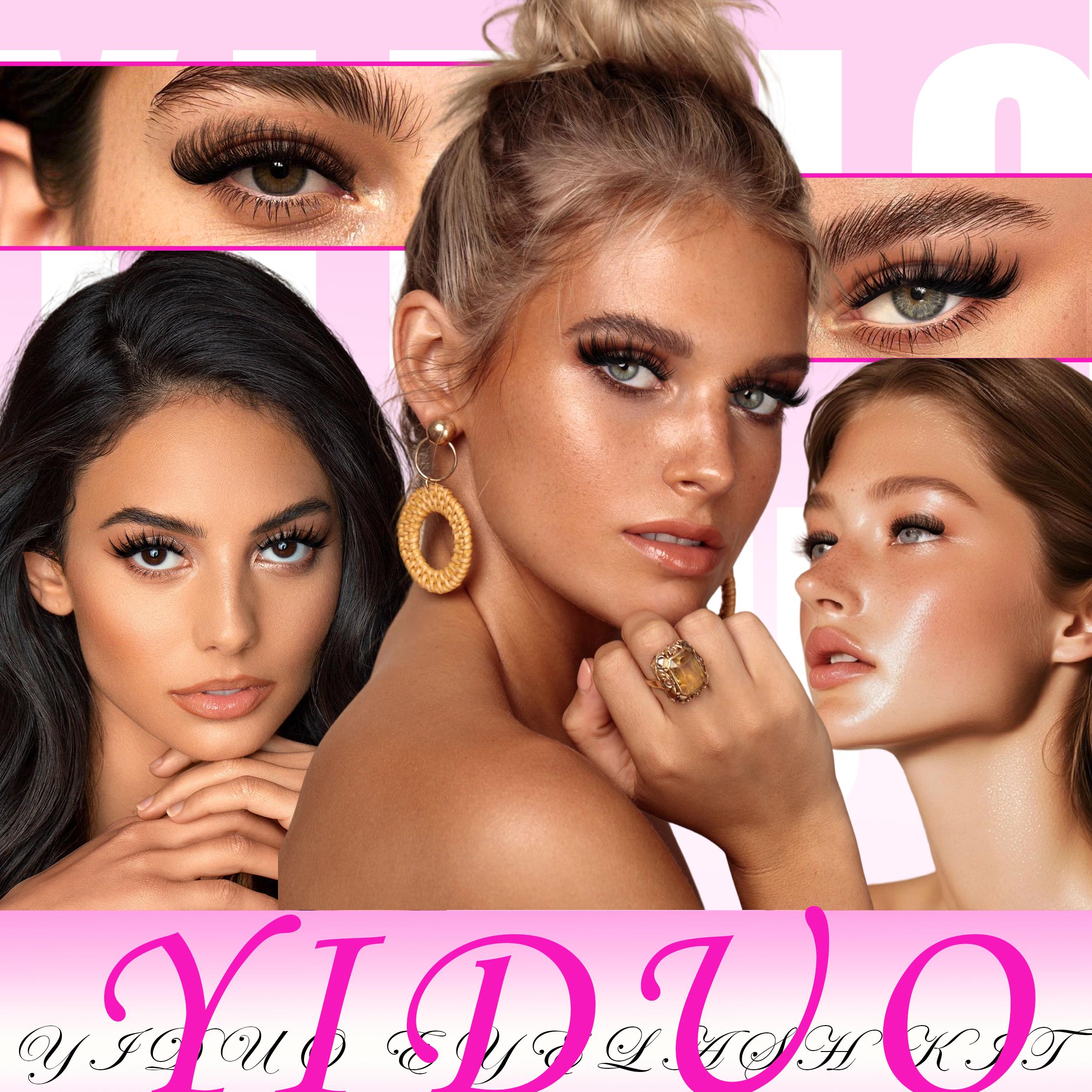YIDUO 6 Styles Lash Clusters Kit Gift Packs Fairy Cat Eye Eyelash Extensions Makeup Bag Set Fluffy Volume Eyelashes Fluffy Manga Wispy C-curly Soft Individual DIY Lash Clusters Kit Extension Soft comfortable Easy Apply Natural Look for Makeup Daily Life