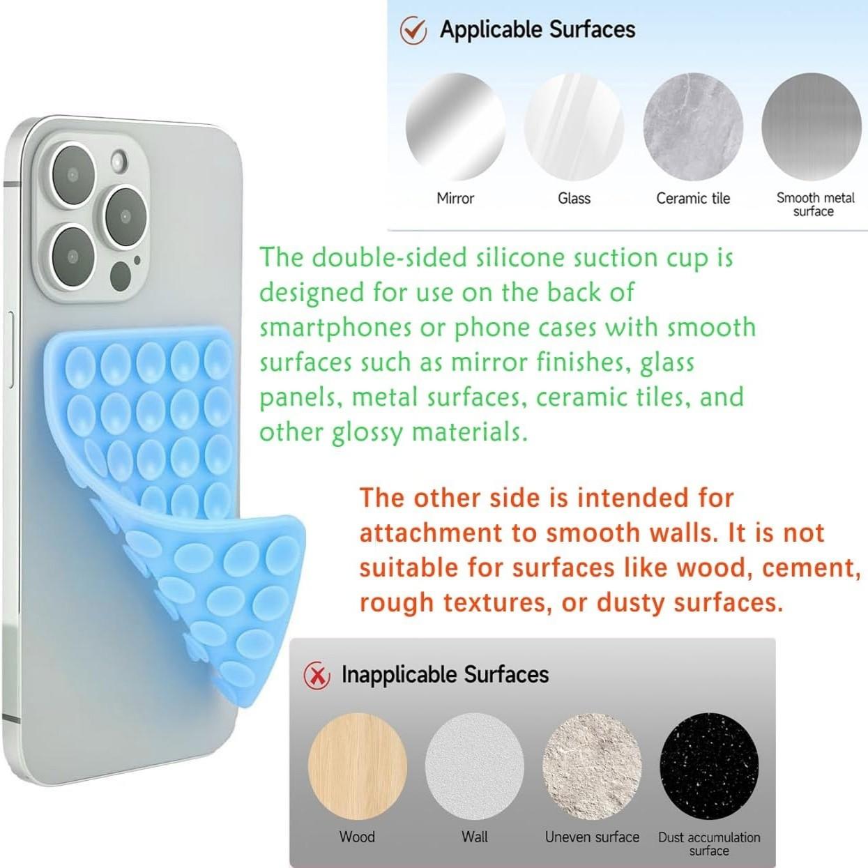 7 sets, strong grip, Non slip holder, multiple colors, silicone double-sided suction cup phone case with detachable stand, hands-free phone accessory stand, 24-piece sticky pad, suitable for selfie and video shooting, Selfie accessories, Cell Phone Mount