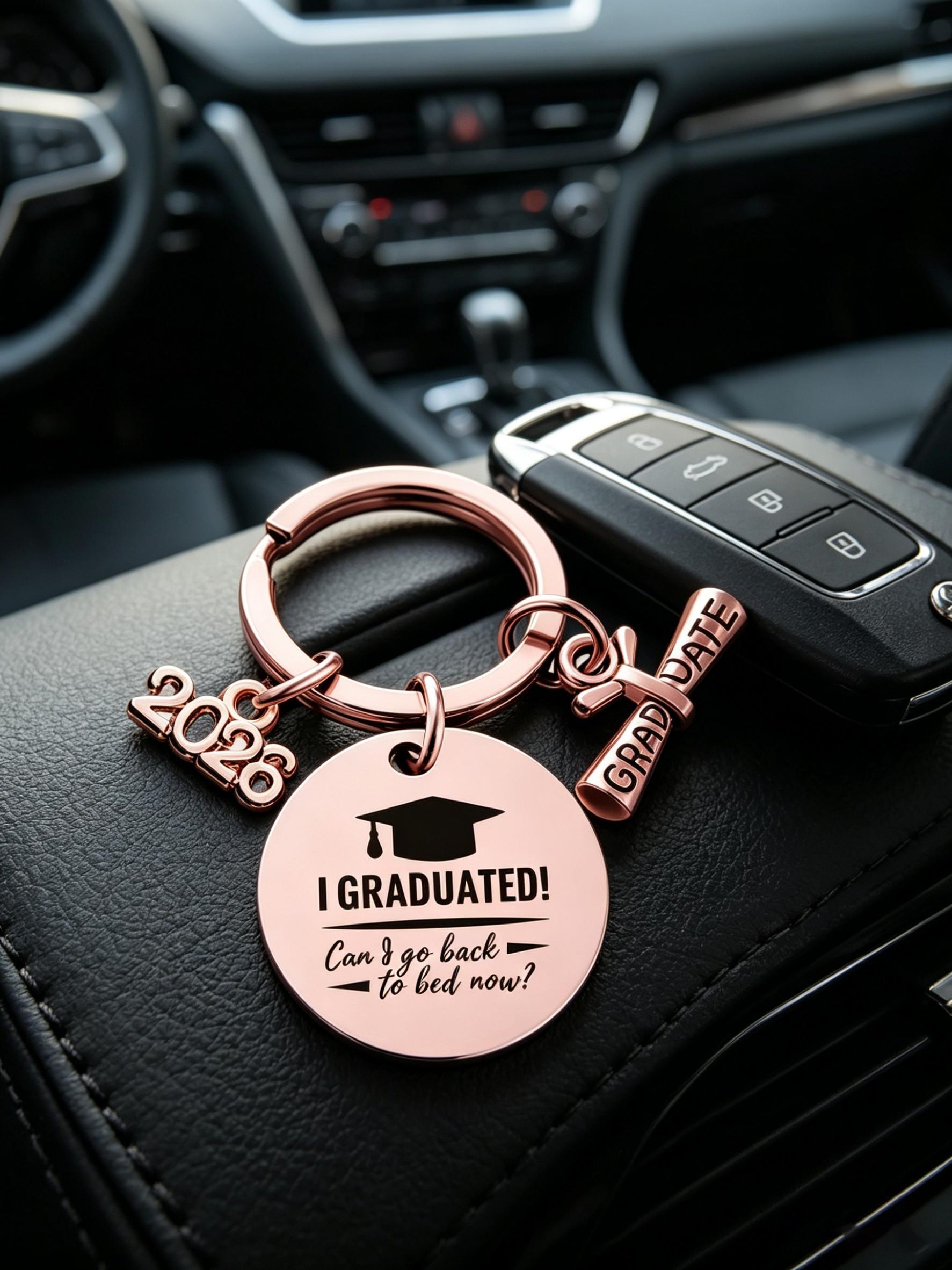 Graduation Gift Stainless Steel Keychain, Customizable Metal Keychain, Backpack Charm, Car Key Holder, Memorial Souvenir, Youth Memory Pendant