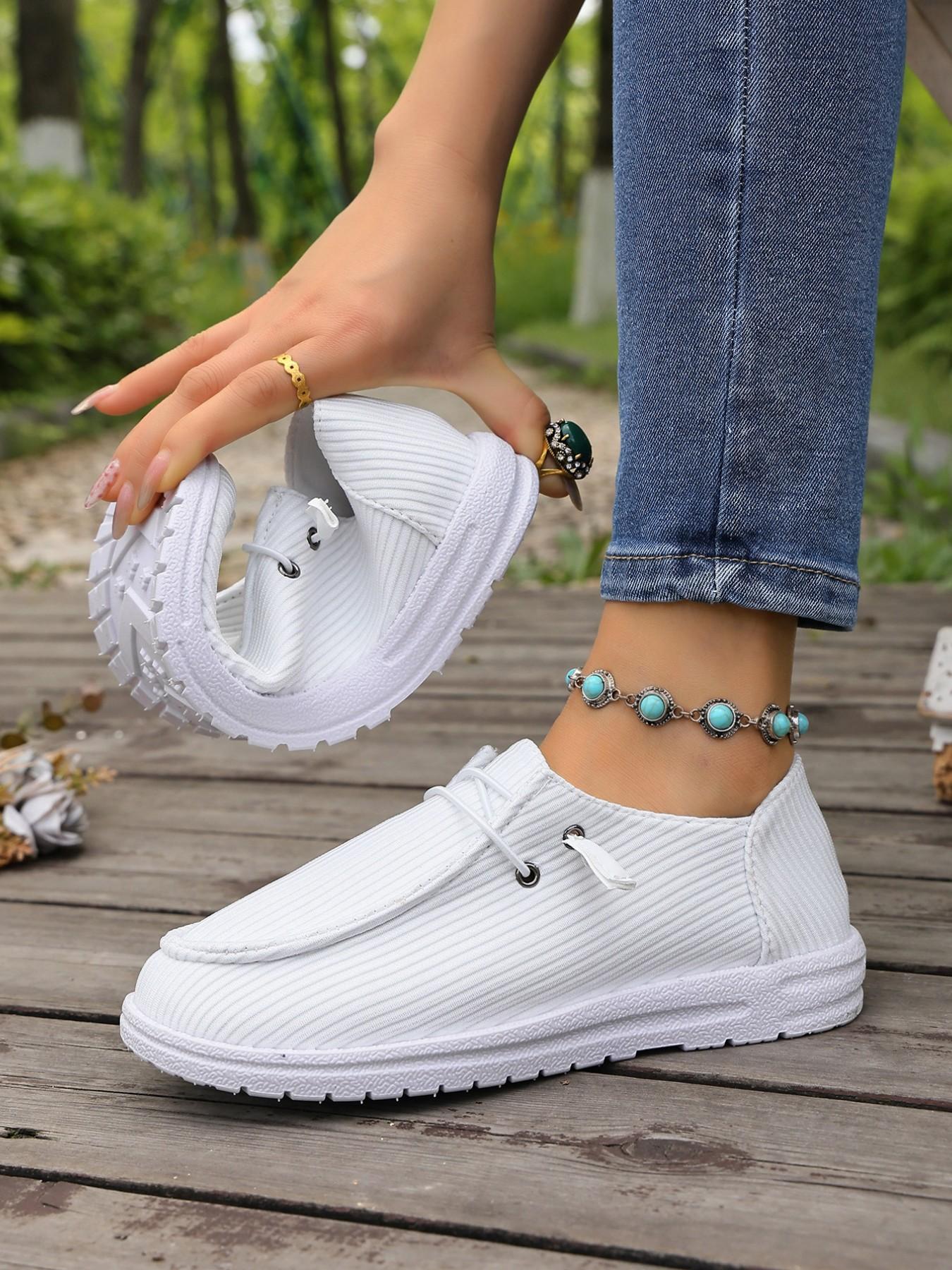 Women's Lightweight Slip-On Casual Shoes, Breathable Fabric Walking Shoes, Comfortable Air Cushioning, Ideal for Summer and Medical Environments, Casual Indoor Footwear
