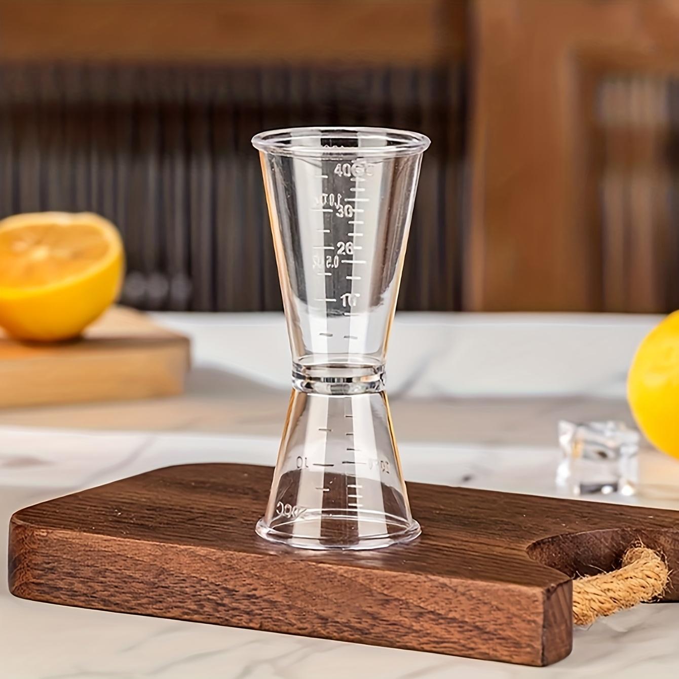 4pcs LON Professional Measuring Cups with Graduations - Food-Grade Plastic Measuring Cups with 0.68/1.35oz Scale - Heavy-Duty Bartender's Cocktail and Milkshake Measuring Cups - Precise Ounce and Milliliter Beverage Measuring Cups - Kitchenware