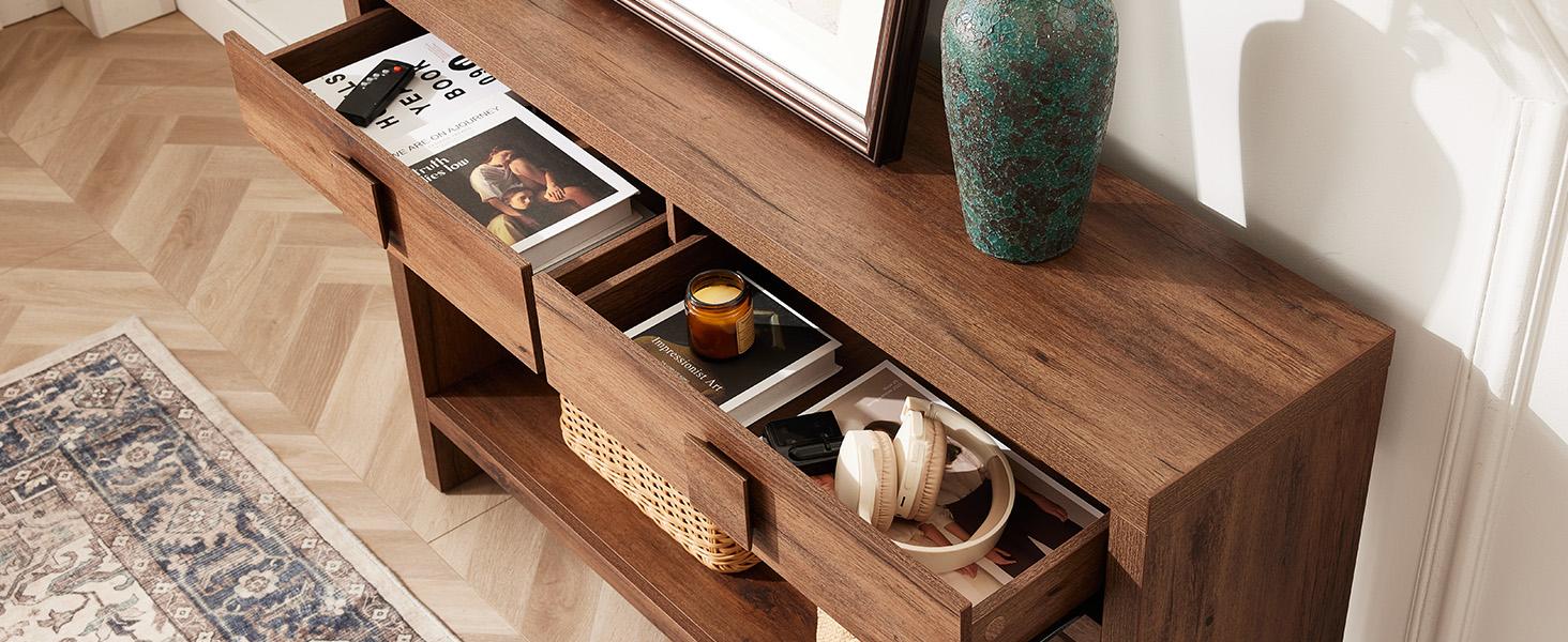 【SPOTLIGHT DAY】ONBRILL 47.3" Wood Console Table With 2 Drawers, Sofa Table For Hallway, Entryway, Living Room
