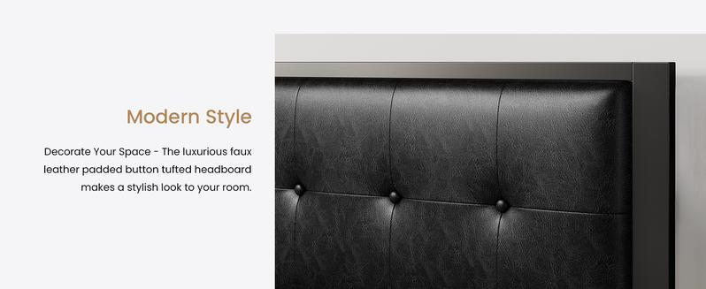 SHA CERLIN Metal Upholstered Platform Bed Frame with Headboard of Button Tufted Linen Fabric /Faux Leather,【Frame Only No Mattress】Twin/Full/Queen/King Size, Iron Slats Support, No Box Spring Needed#ChristmasGifts#TikTokShopBlackFriday