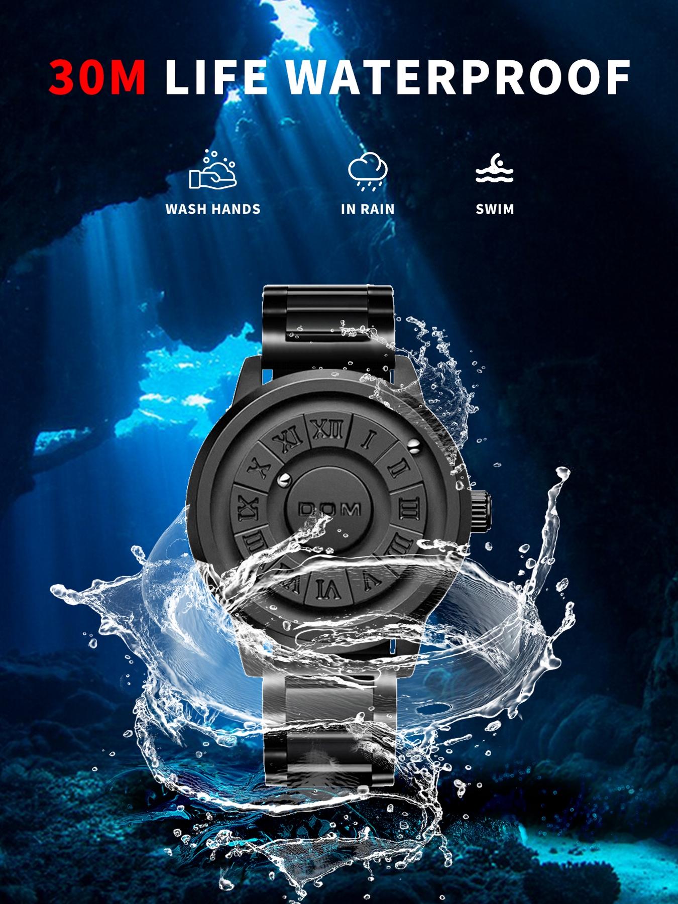 Men's Punk Style Magnetic Stainless Steel Strap Casual Water Resistant Round Dial Quartz Watch, Stainless Steel Wristwatch, Casual Trendy Analog Watch, Fashionable Watch for Daily & Party As Gift