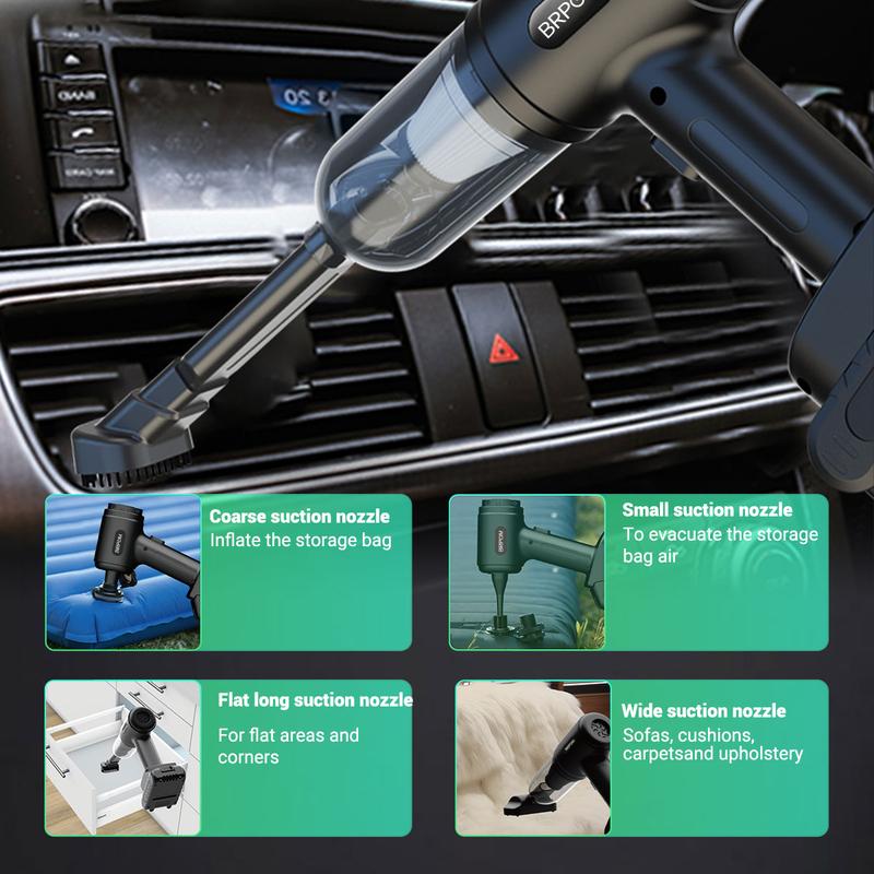 BRPOM Car Vacuum Portable Cordless, 25000PA High Power Suction & Blower, Wireless Handheld Vacuum Cleaner for Car, Home, Office, Pet