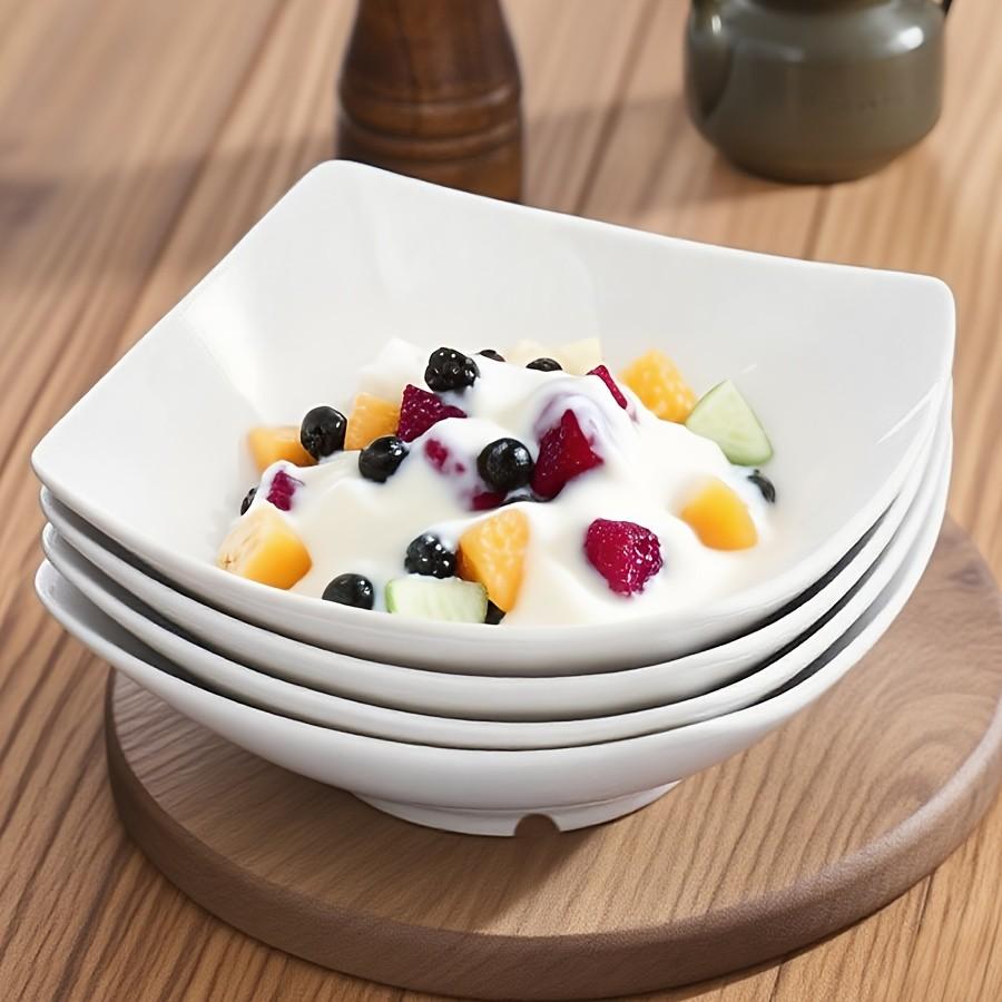 6-Piece Large Plastic Square Footed Bowls Set, Party Salad Bowl, Stackable Lightweight Kitchenware, Microwave & Dishwasher Safe