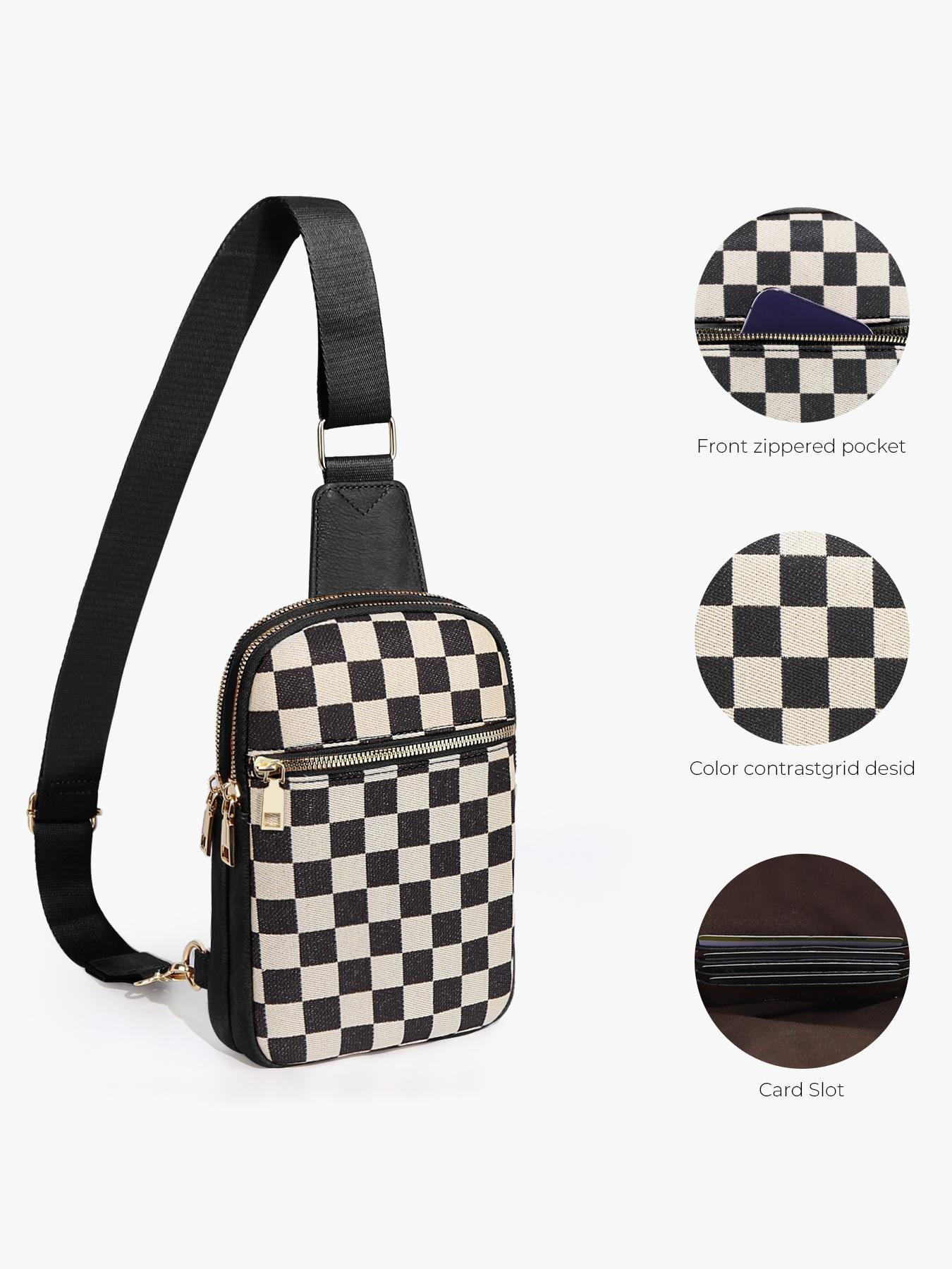 Checkered Women's Solid Color Fanny Pack, Fashionable Sling Bag for Daily Used, Casual Trendy Versatile High-quality Daily Commuting Bag, Checkered Bum Bag