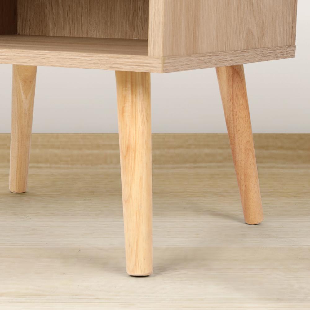 VOWNER Rattan Nightstand, Night Stands with Hand Made Rattan Decorated Drawer, Bedside Table Boho End Tables Side Tables with Storage Shelf, for Bedroom