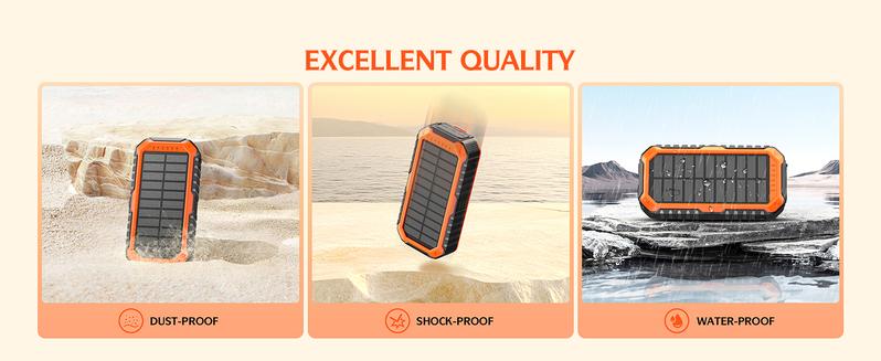 Solar Charger Power Bank 40000mAh Built in 4 Cables and Hand Crank, Portable Charger 22.5W Fast Charger 6 Outputs & 4 Inputs External Battery Pack with Bright Flashlight and Compass