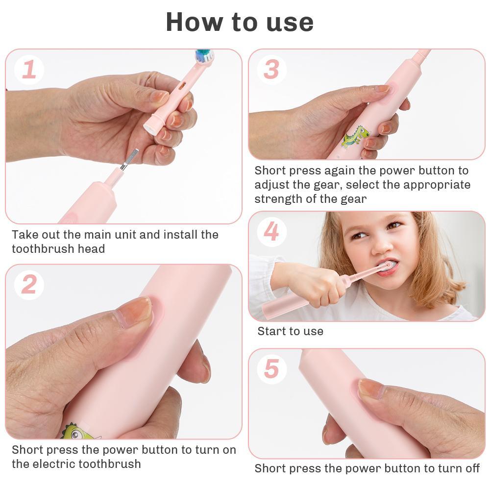 Electric Toothbrush Wonder with 25° Rotating Brush Head and 3D Vibration Cleaning, 3 Modes for Dental Care, 30-Day Long Battery Life and Type-C Fast Charging, IP67 Waterproof Design with Cartoon Patterns for Kids, Power Toothbrush