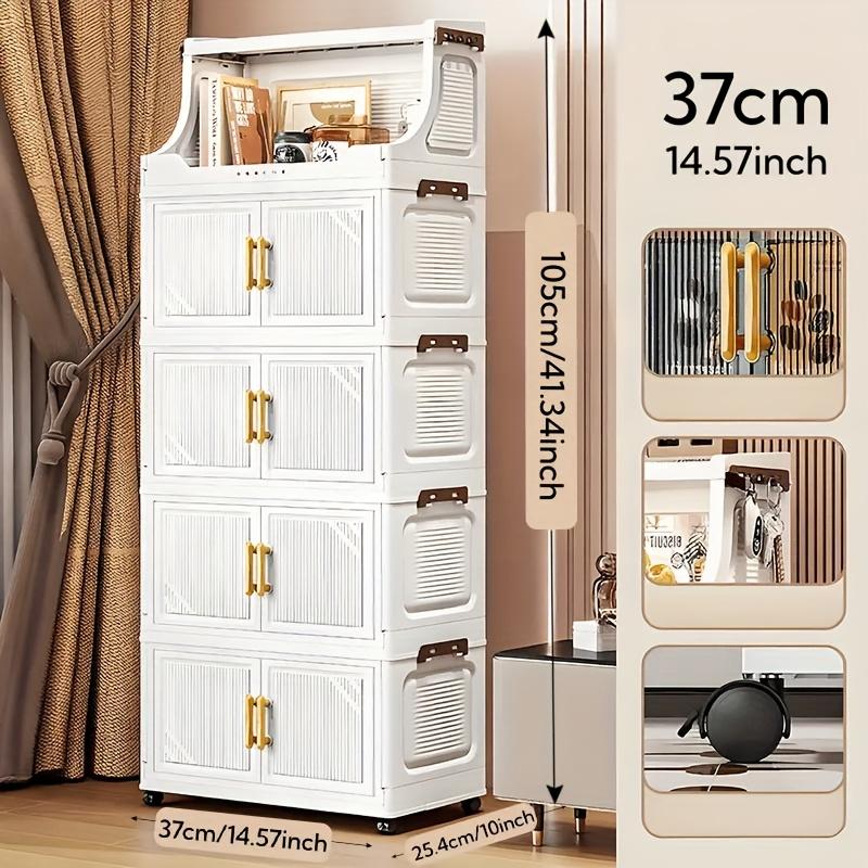 1pc Multifunctional Foldable Storage Cabinet - Heavy-duty Plastic Storage Box with Open Shelves, Space-saving Foldable Design, Suitable for Living Room, Bedroom, Kitchen, Office - Ideal Gift for Home Organization and Small Spaces, Cabinet Storage