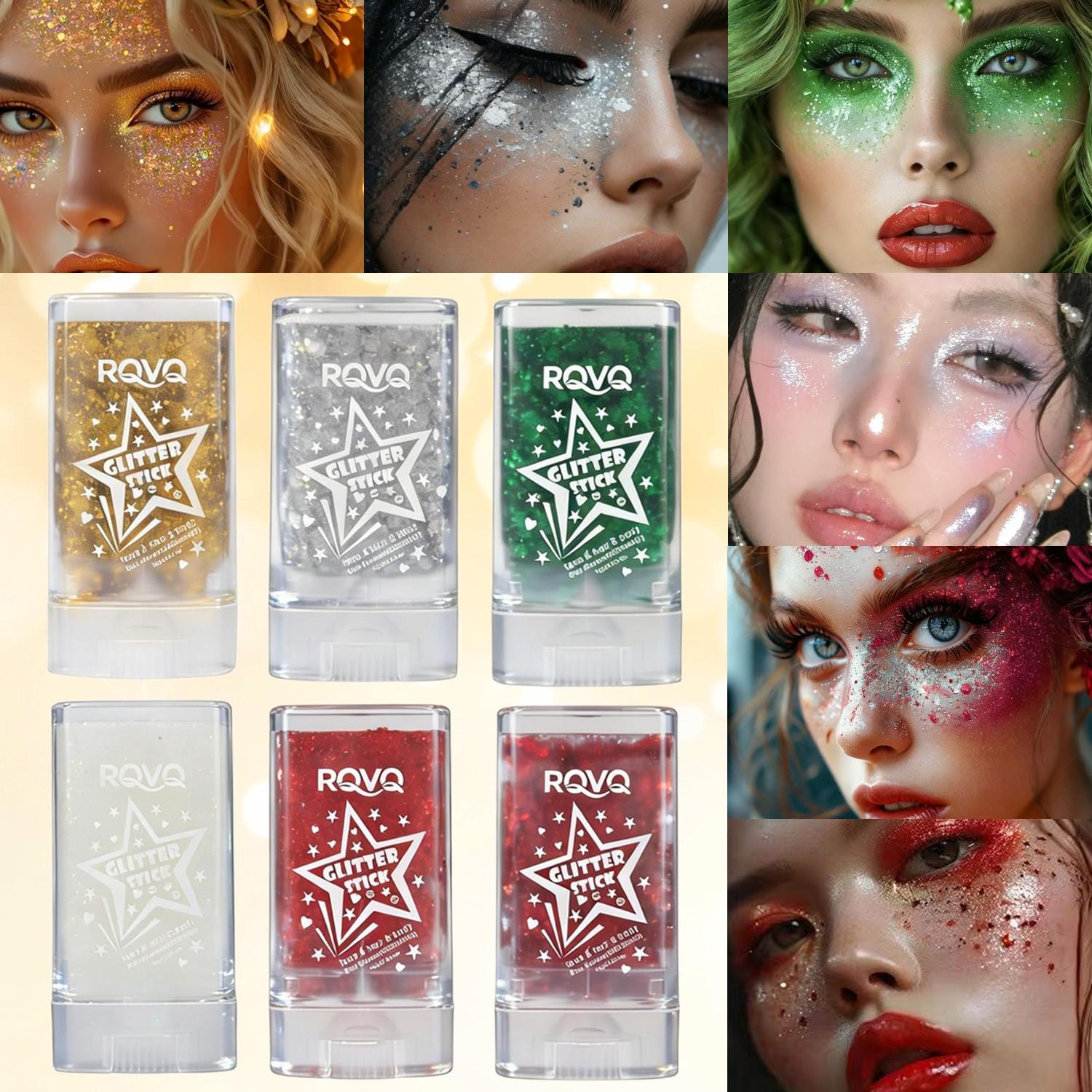 Shimmer Stick 6 Colors, Waterproof Sweatproof, Natural Highlighter, Multifunctional Makeup, Fine Texture, All Skin Types, Party Essential