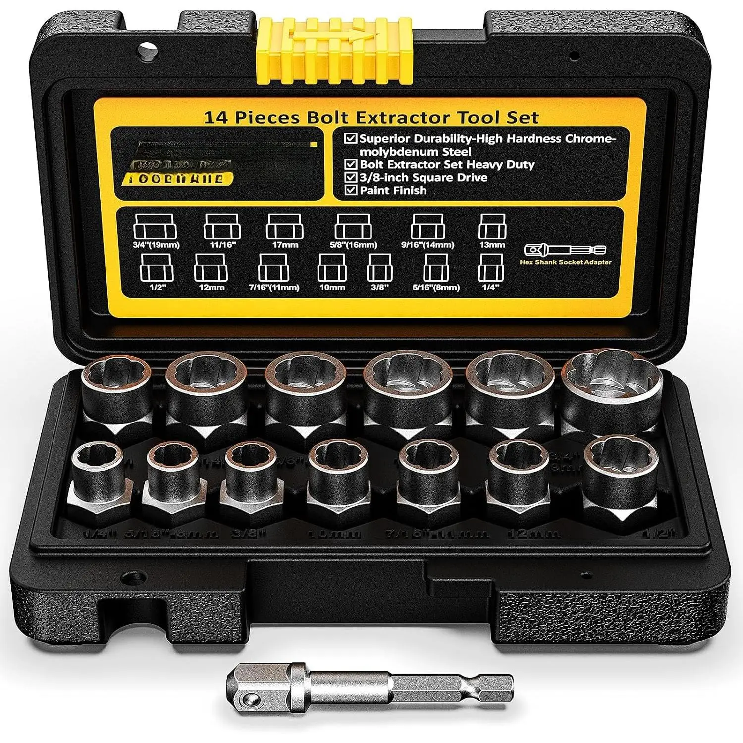 Bolt & Nut Remover Set,14 Pieces Bolt Extractor Tool Set, 3/8" Drive  Bolt & Nut Remover Socket Tool Kit, Stripped For Damaged, Frozen, Studs, Rusted, Nuts & Screws, Tools Gifts for Men
