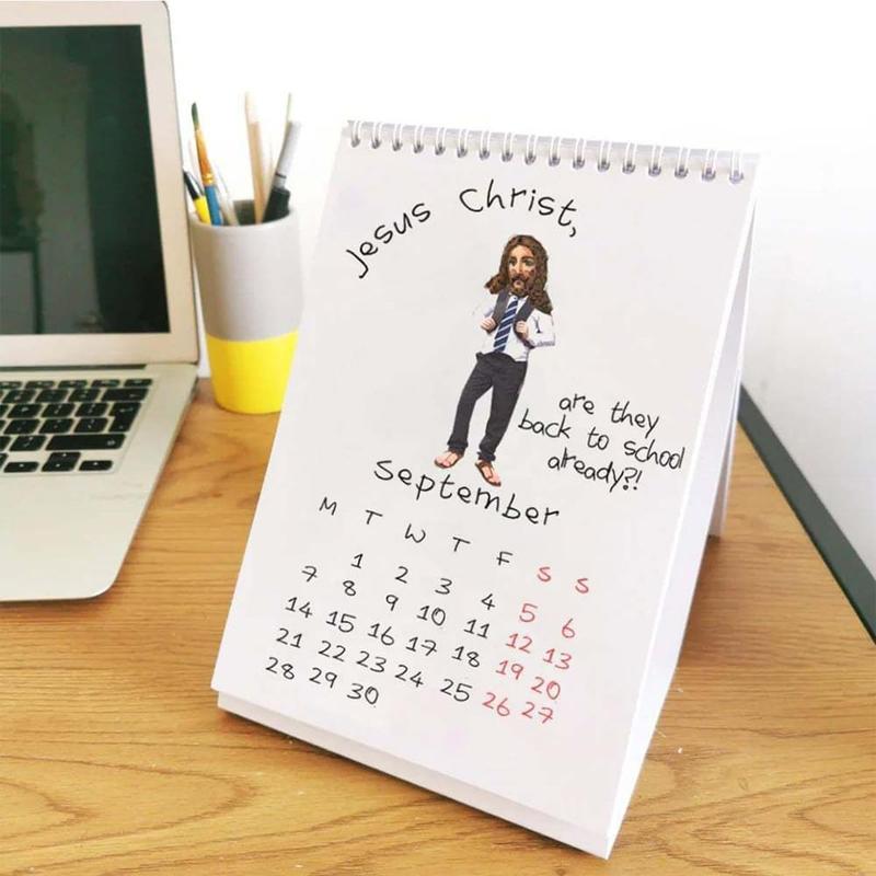 2026 Jesus Christ Desk Calendar,1/2PCS Inspirational Jesus Paintings, Jesus Christ WHAT A YEAR Calendar 2026, Suitable for Office and Living Room
