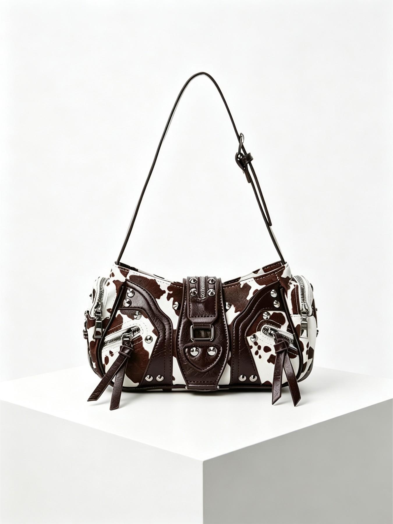 New Retro Y2K Sweet Cool Style Underarm Bag for Women, High-End Studded Motorcycle Commuter Shoulder Handbag, Versatile Single Strap Crossbody, Vintage Shoulder Bag, Fashion Crossbody Bags