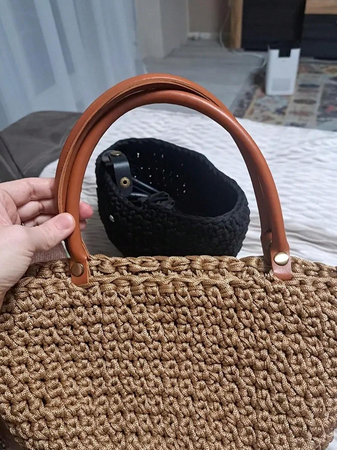 PU Handbag Shoulder Strap Replacement, Leather Handle, 40cm, Multifunctional, Easy Installation, Round Design, Perfect Gift for Craft Enthusiasts