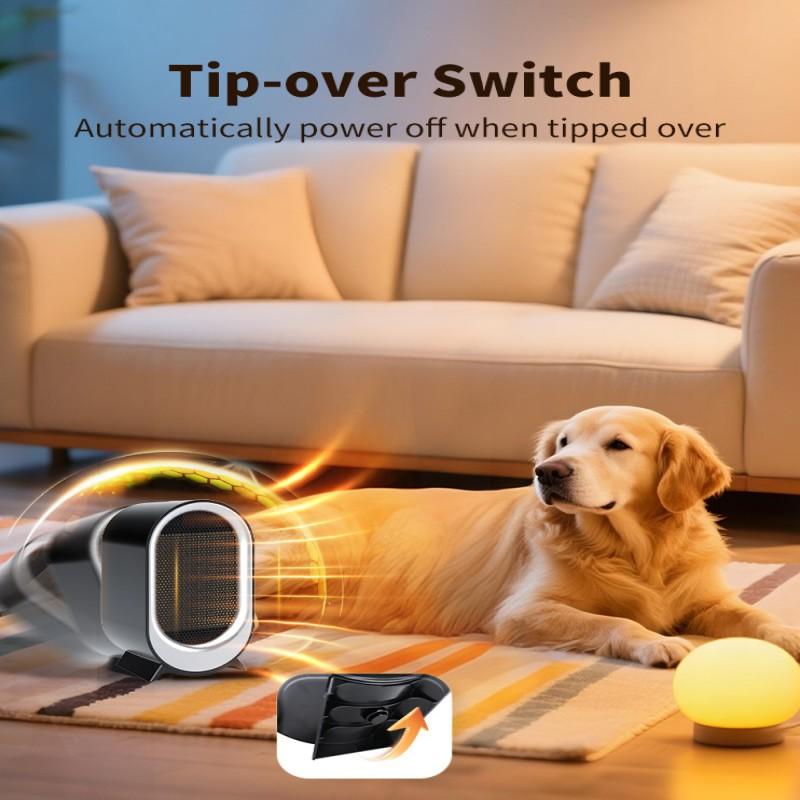 Space Heater, 1200W Portable Energy-Efficient Indoor Space Heaters, 2 Heat Modes, Overheat & Tip-Over Protection, 48dB Quiet Operation, Energy Saving Indoor Heater for Home Office Use