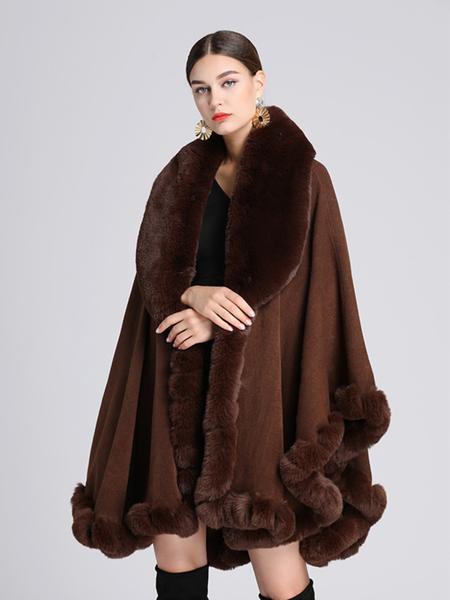 Luxurious Warm Plush Cape for Winter, Gradient Color Casual Fashion Accessory, Elegant Addition for Cold Weather, Fluffy Soft Scarf