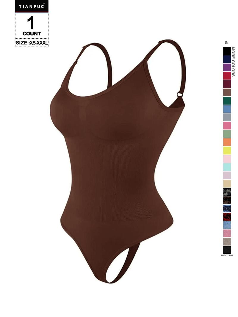 Women's Solid-Color Adjustable-Strap Shapewear Bodysuit, Tummy-Control Spaghetti-Strap Slim Shaper, Seamless Underwear for Women, Invisible Shaper