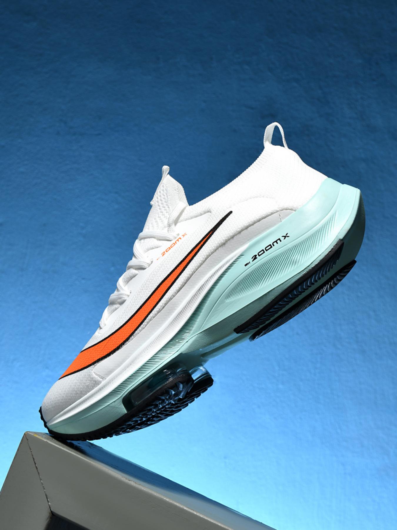 Men Sports Running Shoes Casual Marathon Air Cushion Sneakers Leather Breathable Lightweight Male Comfortable Athletic Nonskid Casual Sneakers Hiking Outdoor Footwear